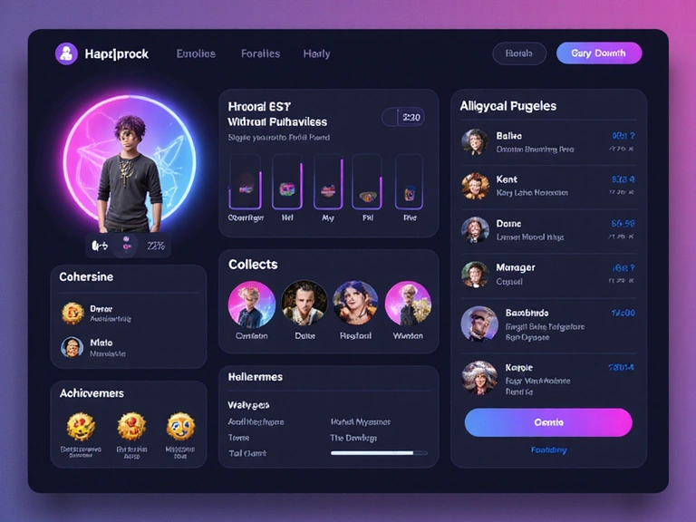 User profile interface with friend list and gaming stats