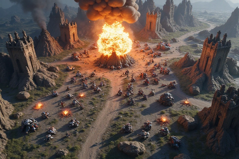 Real-Time Strategy (RTS) online battle scene