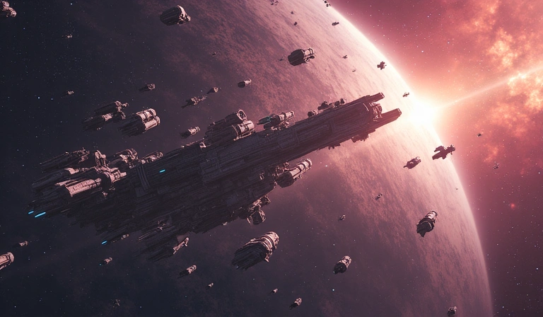Screenshot from Stellaris Prime game showing a vast space battle
